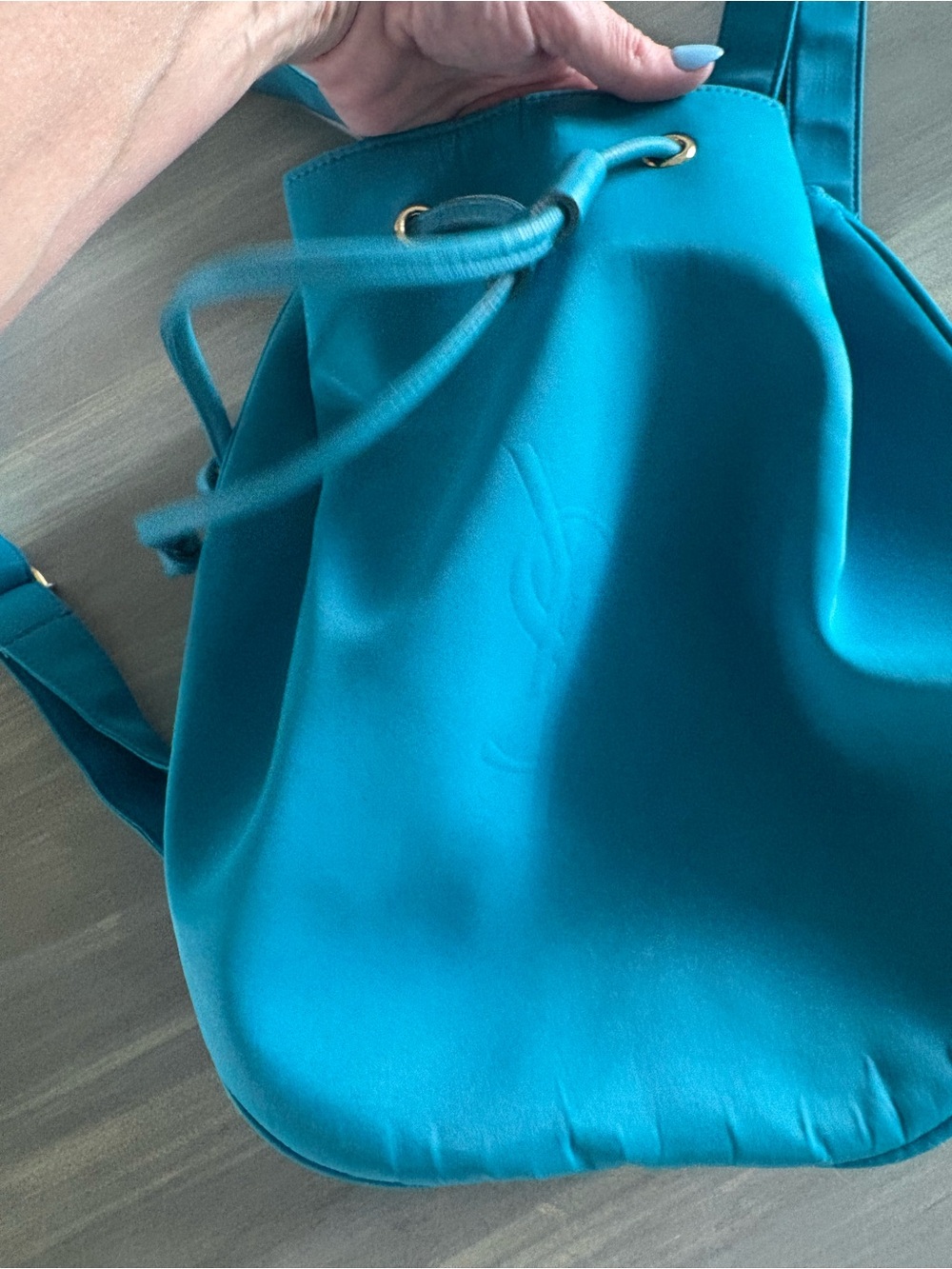 Yves Saint Laurent Teal Women's Drawstring Bucket Bag